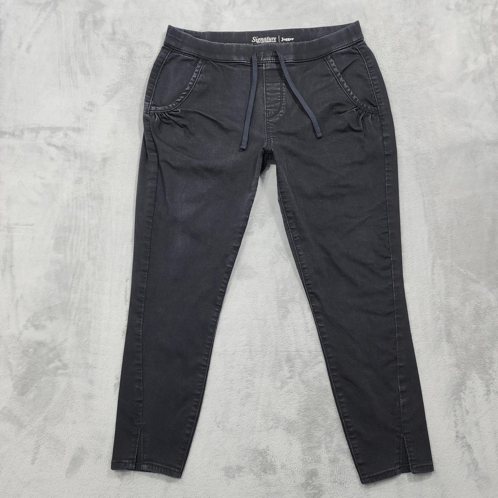 Signature By Levi Strauss Jeans Womens S Black Jogger Slit Hem Stretch Tapered